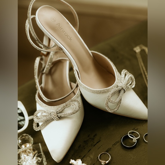 Women's Rhinestone Bow Heels - Picture 3 of 3